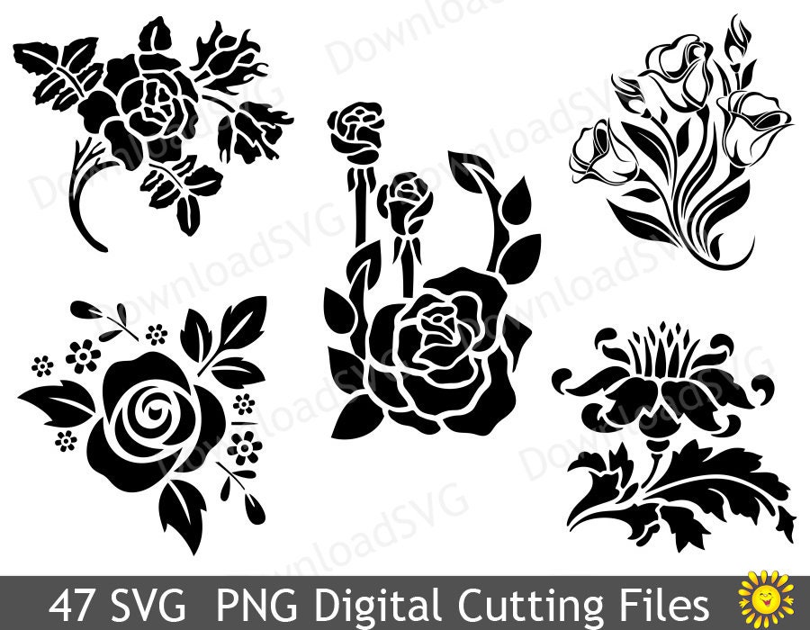 47 SVG PNG cutting files Printable Clipart Flower Mandala | Etsy