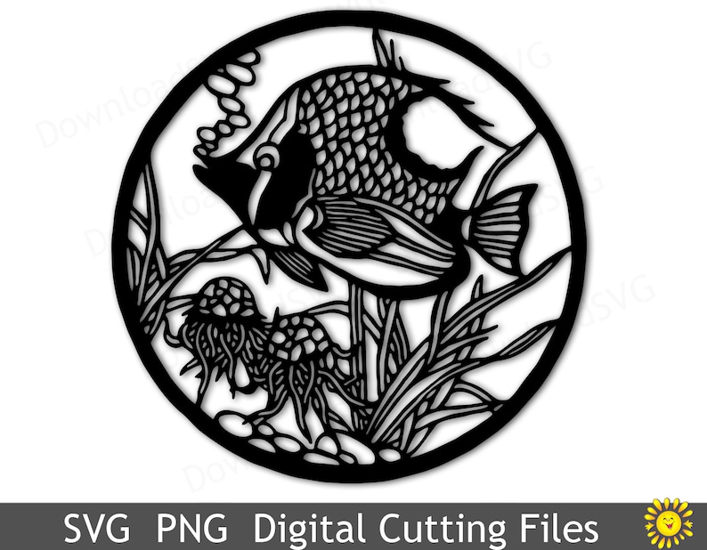 Download Papercraft Templates Svg Cutting File Template Fish Jellyfish Seaweed Cricut Silhouette Digital Home Decoration Vinyl Transfer Scrapbooking 224vr