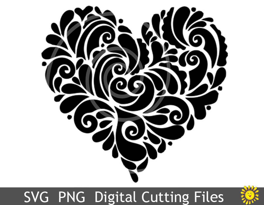 Download SVG cutting files templates Heart Love Mandala Cricut | Etsy
