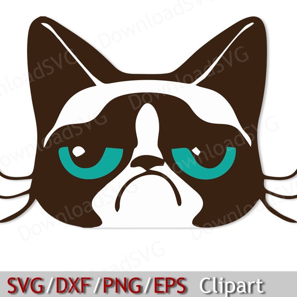 SVG Grumpy Cat cutting file template Cricut Silhouette Digital Home Party Decoration Vinyl Transfer Cards Heat transfer Scrapbooking  153VR