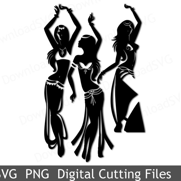 Modèle de fichier de coupe SVG et PNG Oriental Dancers for Cricut Silhouette Digital Decoration Vinyl Cards Scrapbooking Home Design