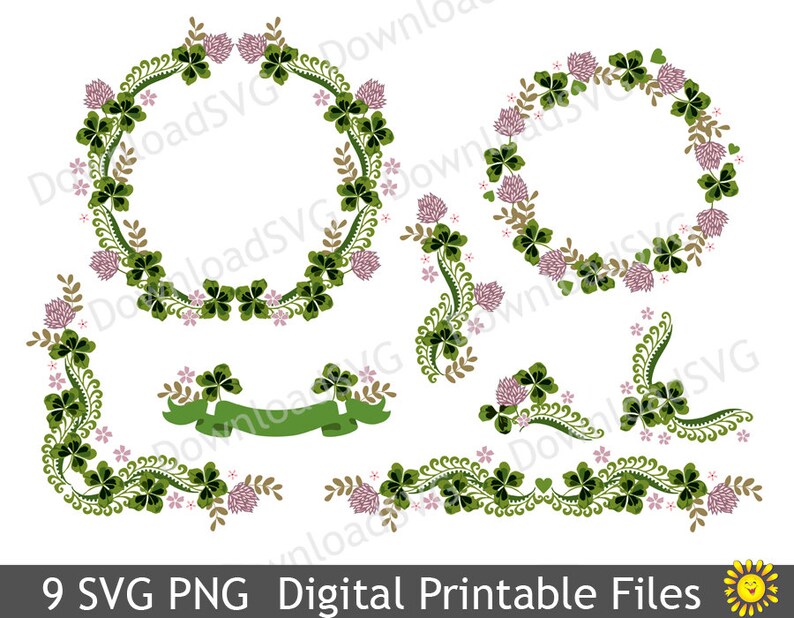 Bundle SVG PNG Irish Decorations Floral Elements Clipart - Etsy