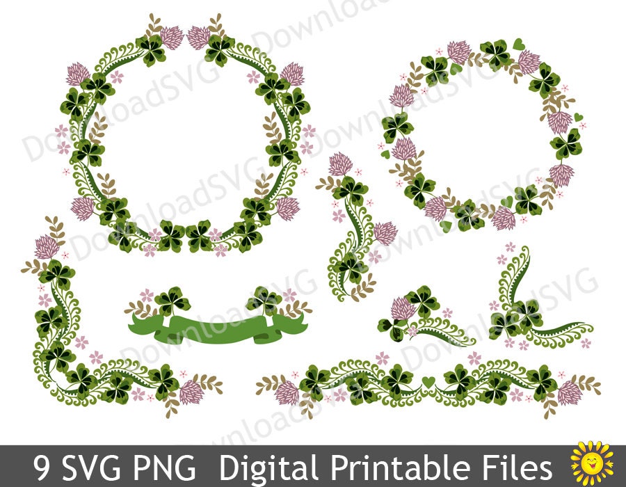 Bundle SVG PNG Irish Decorations Floral Elements Clipart | Etsy