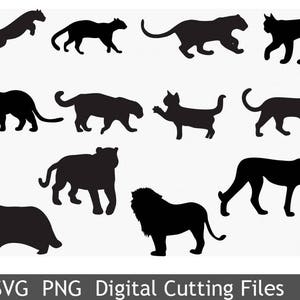 Fichiers PNG SVG coupe Cat Panther Leon Jaguar vinyle transfert Cricut Silhouette Accueil fête décoration Decor cartes Scrapbook Digital 2013VS