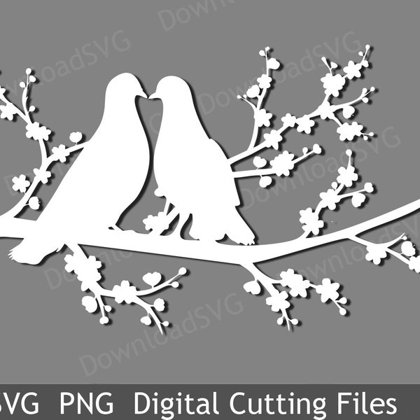 SVG cutting files Doves Cricut Silhouette Digital Wall Decoration Vinyl Heat Transfer Cards Scrapbooking Zoo