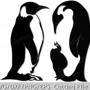 SVG archivos de corte Penguins Familia Cricut Silueta Digital Pared Decoración Vinilo Tarjetas de Transferencia de Calor Scrapbooking Zoo Vector 2044VS
