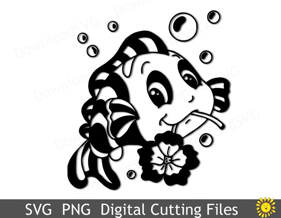 Download Svg Png Cutting File Cute Fish With Flower Vinyl Transfer Etsy
