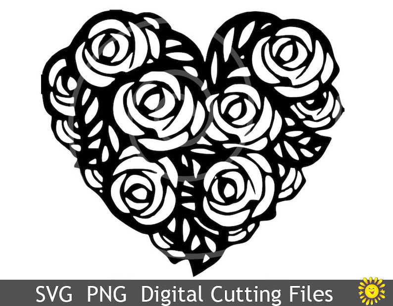 Download SVG cutting files templates Heart Love Roses Bouquet ...