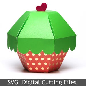 DIY SVG cutting file template Gift Box for Cupcake Muffin Candy Love Valentine Day Heart Cricut Silhouette Bridal Shower Present 1022SV