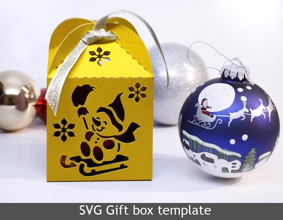 Download Svg Cutting File Template Gift Box Snowman Fits Up To 3 5 Inch Etsy