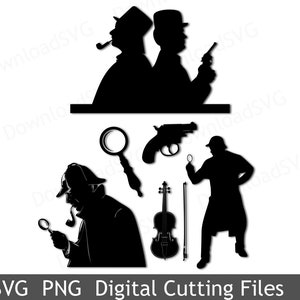 SVG and PNG cutting file template Sherlock Holmes for Cricut Silhouette Digital Decoration Vinyl Cards Scrapbooking Home Design