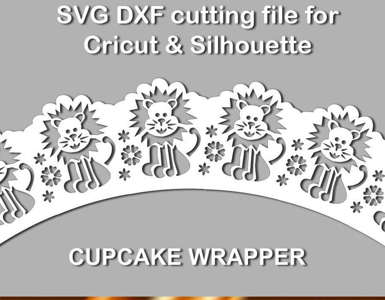 Download Svg Cutting File Template Cricut Silhouette Cupcake Wrapper Lion Cub Design Children Birthday Party Decoration Christmas Card Making Stationery Papercraft
