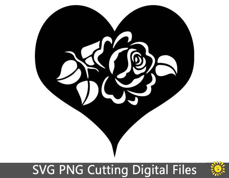 Download SVG cutting file template Flower Heart Design Cricut | Etsy