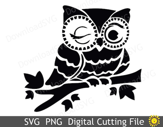 Download Svg Cutting File Owl On The Branch Cricut Silhouette Digital Etsy