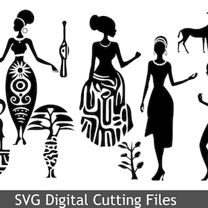 9 SVG Africa Arte africana Motivi Maschera taglio file Vinile Trasferimento Cricut Silhouette Digital Home Party Decorazione Carte Scrapbooking