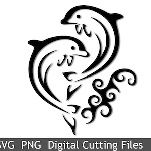 SVG Delfine schneiden Datei plus PNG Vorlage Vektor Vinyl Transfer Aufkleber Cricut Silhouette Laser Dekoration Scrapbooking 1113SV