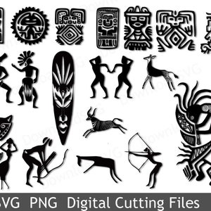 SVG Africa African Art Motifs Mask cutting file Vinyl Transfer Cricut Silhouette Digital Home Party Decoration Cards Scrapbooking 259VR