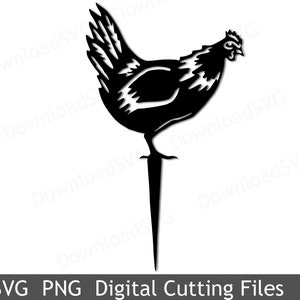 Chicken SVG cutting files templates Bird Garden Figurine Cricut Silhouette Digital Cake Topper Party Decoration Cards Scrapbooking  SH