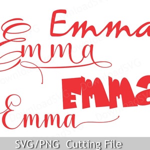 SVG PNG cutting files template Girl Name Emma Vector Decal Cricut Silhouette Digital Decoration Vinyl Transfer Cards Scrapbooking  5053SH