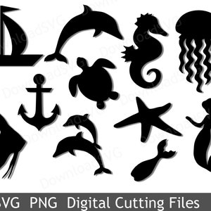 SVG cutting files Vinyl Transfer Sea Life Jellyfish Cricut Silhouette Home Party Decoration Template Decal Decor Cards Scrapbooking  510SH
