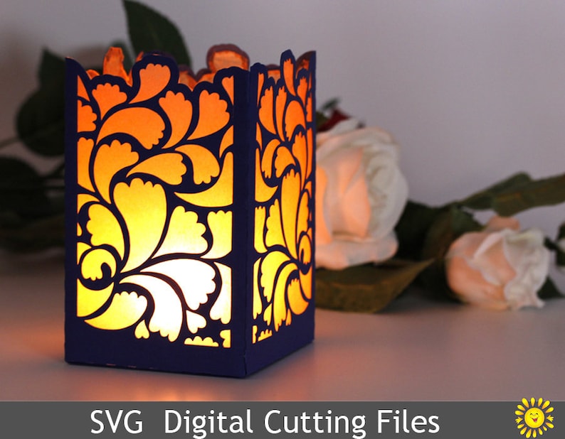 SVG Cutting File Template Lantern Gold Leafs Cricut Silhouette | Etsy
