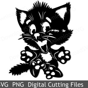 SVG PNG Fichier de coupe drôle Kitty Cat Vector Cricut Silhouette Vinyl Transfer Cards Scrapbooking Home Decoration