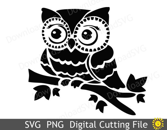 Download Svg Cutting File Owl On The Branch Cricut Silhouette Digital Etsy