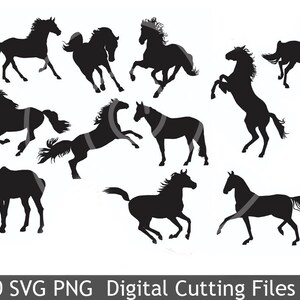 PNG SVG coupe fichiers chevaux vinyle transfert Cricut Silhouette fête décoration modèle Decor cartes Scrapbooking Digital 105VR