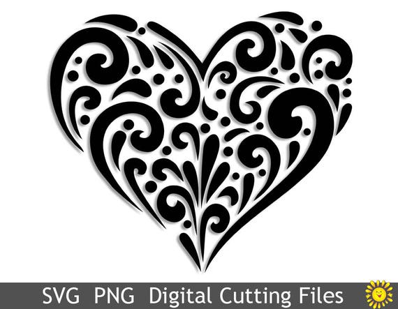 SVG PNG cutting file template Printable Flower Heart Cricut Silhouette