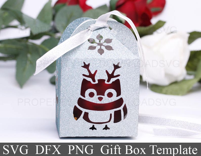 Download Craft Supplies Tools Templates Diy Svg Cutting File Template Gift Box Owl In The Winter Christmas Hat Cricut Silhouette Present Kids Party