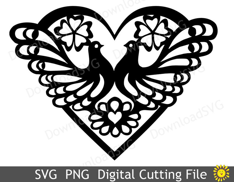 Download SVG cutting files templates Heart Pigeon Love Mandala ...