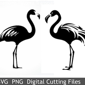 2 SVG cutting files Flamingo Bird Cricut Silhouette Digital Wall Decoration Vinyl Heat Transfer Cards Scrapbooking Summer Beach Tropics