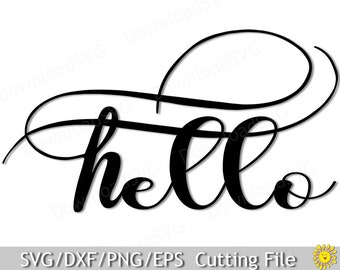Hello SVG Cut File, Vector Decal Template (Digital Download)