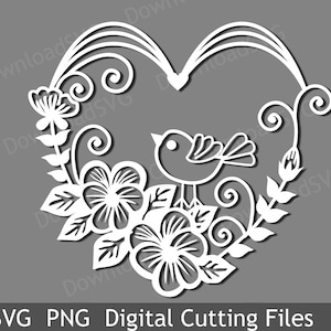 Fichier de coupe SVG Love Bird Cricut Silhouette Digital Party Decoration Vinyl Heat Transfer Cards Transfert de chaleur Scrapbooking