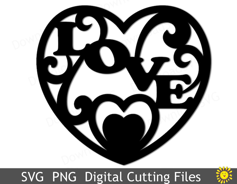 Download SVG 2 cutting files templates Heart Love Mandala Cricut | Etsy