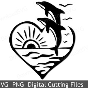 SVG Dolfijnen snijbestand plus PNG sjabloon Vector Vinyl Transfer Decal Cricut Silhouette Laser Decoratie Scrapbooking
