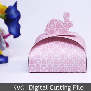Modèle de fichier de découpe bricolage boîte cadeau lapin de Pâques SVG découpé au laser panier Cricut Silhouette cadeau enfants 1030SV