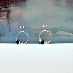24G 22G 20G edelsteen donkerblauwe saffier 2,5 mm 14K geel massief gouden Helix piercing, saffier conch ring, Daith, neus, septum, tragus hoepel, geschenken