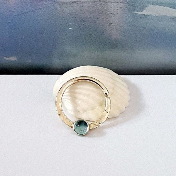 14g Aquamarine CZ Septum Ring,14g 16g 18g 20g ,925 Sterling Silver Dark Blue CZ Septum Hoop,Daith Ring,Jewelry,Septum Piercing,Holidays Gift