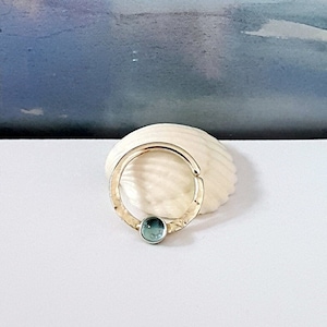 14g Aquamarine Septum Ring,14g 16g 18g 20g, 14K Solid White Gold Daith Ring, Dark Blue CZ Septum Hoop, CZSeptum Piercing, New Year Gift