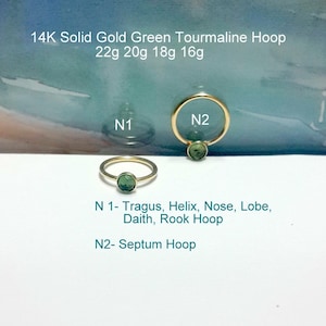 16G 18G 20G 22G 14K Solid Gold Faceted Green Tourmaline 3mm helix hoop-tragus ring-lobe-conch-daith-rook-nose -septum piercing-Black Friday