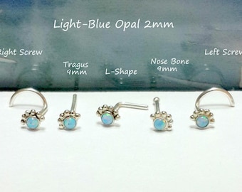 Sterling Silver Fire Opal Nose Stud: 22g-16g, Tragus & Nostril Jewelry
