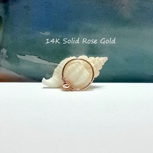 16G 18g 20g 22g 14K Solid Rose Gold Bead Cartilage Hoop-Helix Piercing- Gold Tragus- Nose Hoop- Tiny Gold Septum Hoop-Black Friday-Sale