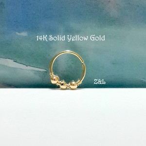 16g 18g 20g 22g 14K massief geel- of witgouden kralen Helix-kralen, kraakbeenoorbel, neus, septum, schelp, tragushoepel, vakantiecadeau, handgemaakt