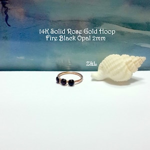 22G 20G 18G 14 K Solid Gold Feueropal schwarz 2 mm Spirale hoop-tragus-lobe-conch-daith-rook-nose piercing-Familie Birth-Holiday Sale-Geschenke