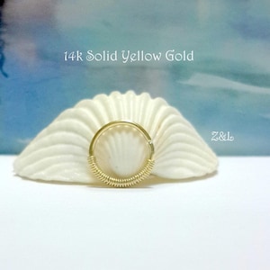 16g 18g 20g 22g 14K Solid Yellow, White, Rose Gold Helix Hoops, Cartilage Earring,Tiny Tragus, Nose,Septum, Conch Ring 6-12mm Inner Diameter