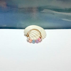 Tiny Beaded Nose Ring 14K Solid Gold Nose Ring,Cartilage,Helix,Daith,Conch,Tragus Hoop,20g 22g 24g,Gift For Her,Wedding Jewelry,Gift