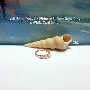 22G 20G 18G 14K Solid Gold Fire White Opal 2mm helix hoop-tragus-lobe-conch-daith-rook-nose piercing-Family Birthstones-Holiday’s Sale-Gifts