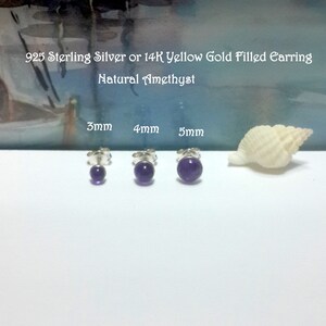 Natural Amethyst Sterling Silver Stud Earrings,Silver Lobe Stud Earrings,Gold Studs Post Earrings,Real Silver Stud, Tiny Studs, Unique Gifts