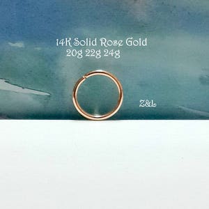 20g 22g 24g 14K Solid Rose, White, Yellow Gold Helix Hoop,Cartilage Earring,Tiny Helix Hoop,Nose Piercing,Septum Ring, 4-16mm Inner Diameter